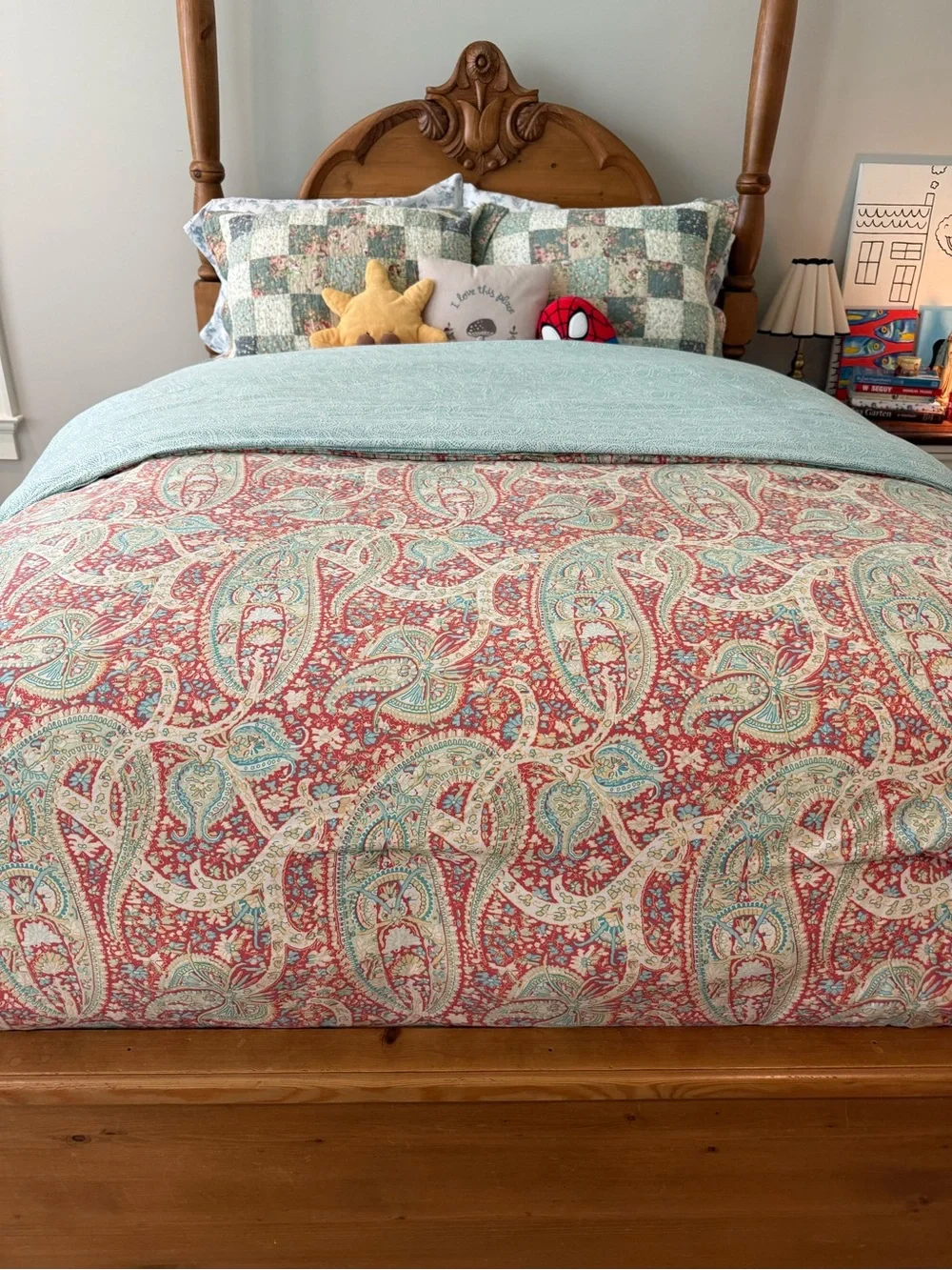Lauren Ralph Lauren Paisley Reversible Comforter in Coral and Teal Full